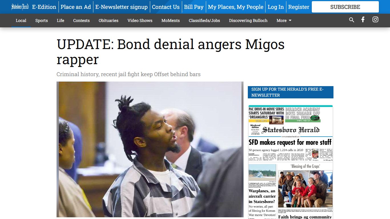 UPDATE: Bond denial angers Migos rapper - Statesboro Herald