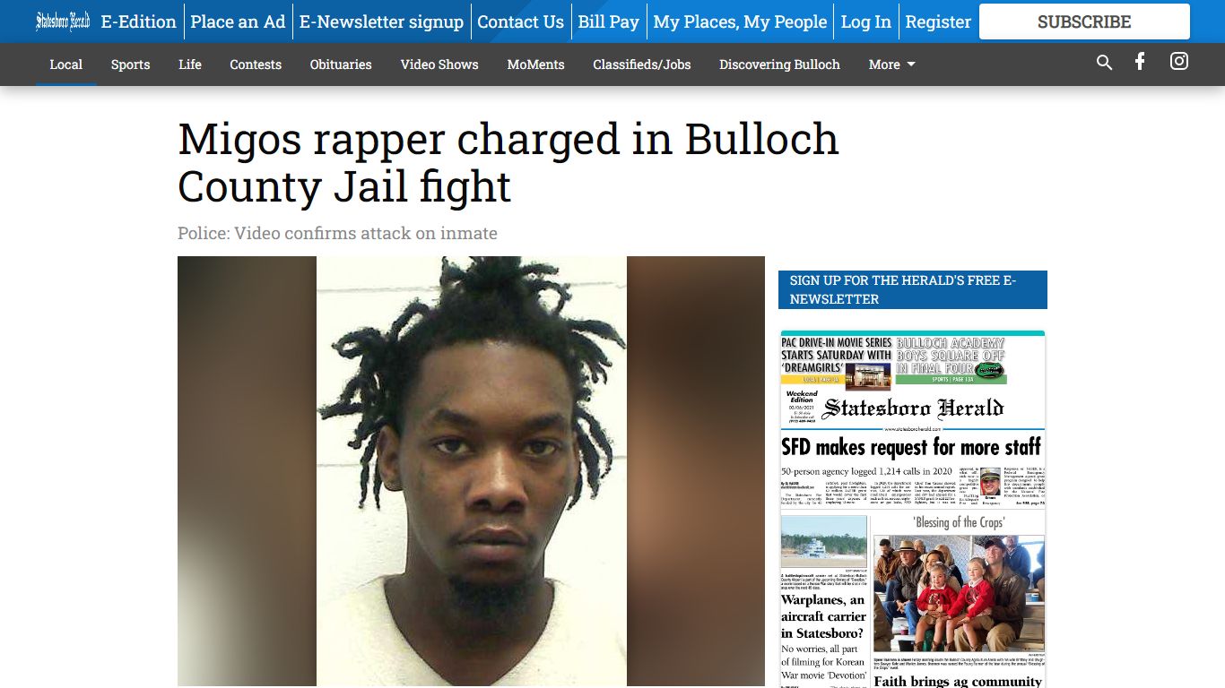 Migos rapper charged in Bulloch County Jail fight