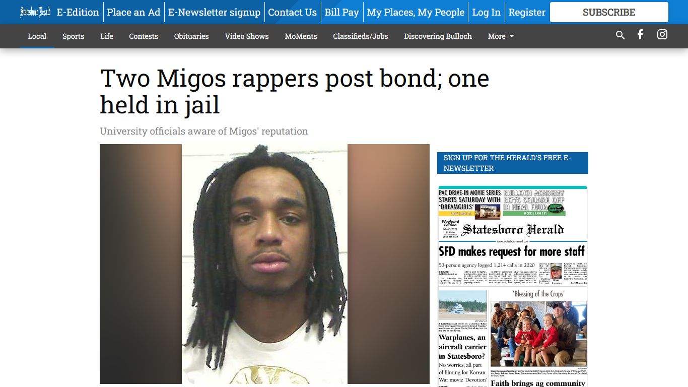 Two Migos rappers post bond; one held in jail - Statesboro Herald