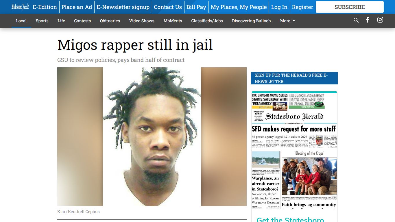 Migos rapper still in jail - Statesboro Herald
